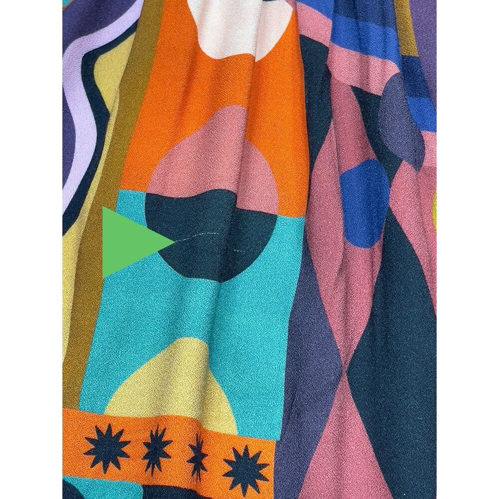 Farm Rio Midi Dress Tropical Shapes Orange Smock Preppy Boho Vacay Retro Medium - Picture 11 of 13